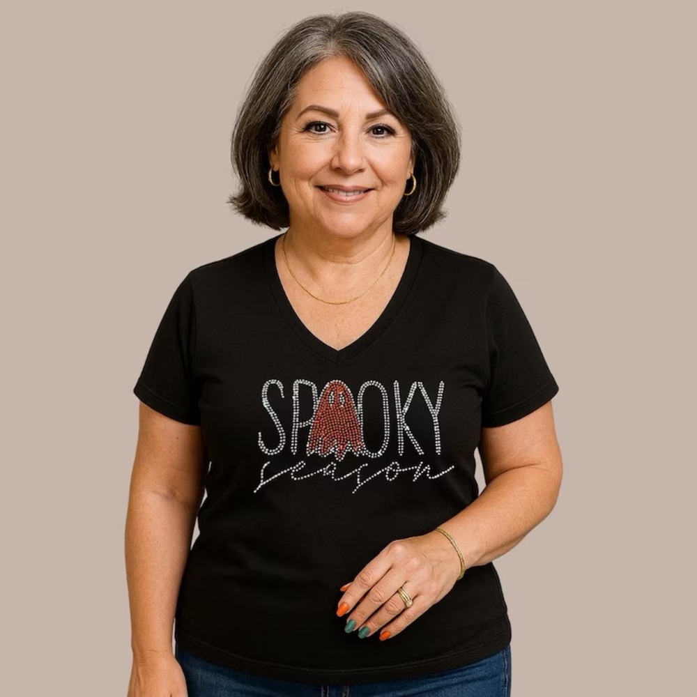 Black 'Spooky Season' V-Neck T-Shirt